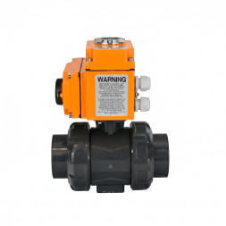 Кран шаровой BV4242E-FP-GRM-ISO Дн80 Ру10 полнопроходной, корпус - НПВХ, шар - НПВХ, уплотнение - EPDM, с электроприводом QT-N-005EM-O1-380VAC-У1 HARK