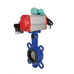 Затвор дисковый поворотный WBV1132N-2W-Fb-H Ду40 Ру16 корпус - чугун GG25, диск - нержавеющая сталь 316L, уплотнение - NBR, с пневмоприводом PA-SA-083, пневмораспределителем 4M310-08 AC220V и магнитным переключателем ALS200D