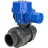 Кран шаровой BV4242E-FP-GRM-ISO Дн40 Ру10 полнопроходной, корпус - НПВХ, шар - НПВХ, уплотнение - EPDM, с электроприводом QT-N-005M-O2-380VAC-У1 с моментной муфтой и штурвалом в Барнауле