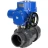 Кран шаровой BV4242E-FP-GRM-ISO Дн40 Ру10 полнопроходной, корпус - НПВХ, шар - НПВХ, уплотнение - EPDM, с электроприводом QT-N-005M-O2-380VAC-У1 с моментной муфтой и штурвалом в Барнауле