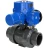 Кран шаровой BV4242E-FP-GRM-ISO Дн40 Ру10 полнопроходной, корпус - НПВХ, шар - НПВХ, уплотнение - EPDM, с электроприводом QT-N-005M-O2-380VAC-У1 с моментной муфтой и штурвалом в Барнауле