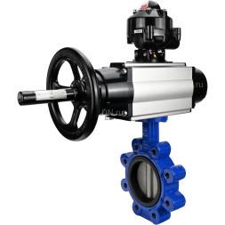 Затвор дисковый поворотный WBV1631E-2W-Fb-H Ду125 Ру16 LUG корпус - чугун QT450, диск - нержавеющая сталь 304, уплотнение - EPDM, с пневмоприводом PA-DA-105-1, пневмораспределителем 4M310-08 AC220V и БКВ APL-510N EX