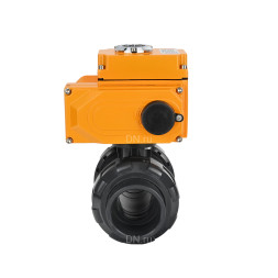 Кран шаровой BV4242E-FP-GRM-ISO Дн100 Ру10 полнопроходной, корпус - НПВХ, шар - НПВХ, уплотнение - EPDM, с электроприводом QT-N-005EM-O1-380VAC-У1 HARK