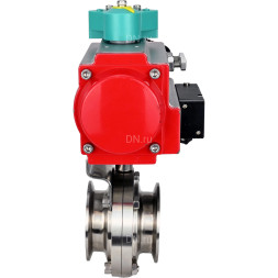 Затвор дисковый поворотный кламповый WBV3131S-2W-C-H Ду20 Ру10 корпус - пищевая нержавеющая сталь 304, уплотнение - Silicon, с пневмоприводом PA-DA-052, пневмораспределителем 4M310-08 DC24V и магнитным переключателем ALS200D
