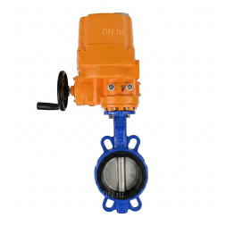 Затвор дисковый поворотный WBV1432N-2W-Fb-H Ду100 Ру16, корпус - чугун GGG50, диск - нержавеющая сталь 316L, уплотнение - NBR, с электроприводом QT-EX-010EM-O2-24VDC-У1