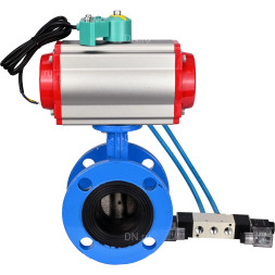 Затвор дисковый поворотный WBV1313E-2W-F-H Ду50 Ру16 фланцевый, корпус - чугун GGG40, диск - чугун GGG40, уплотнение - EPDM, с пневмоприводом PA-DA-105, пневмораспределителем 4V320-08 AC220V и магнитным переключателем ALS200D