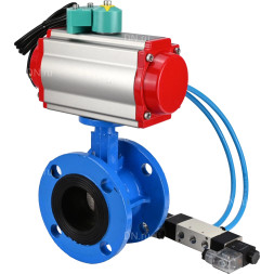 Затвор дисковый поворотный WBV1313E-2W-F-H Ду50 Ру16 фланцевый, корпус - чугун GGG40, диск - чугун GGG40, уплотнение - EPDM, с пневмоприводом PA-DA-105, пневмораспределителем 4V320-08 AC220V и магнитным переключателем ALS200D