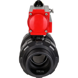 Кран шаровой BV4242E-FP-GRM-ISO Дн100 Ру10 полнопроходной, корпус - НПВХ, шар - НПВХ, уплотнение - EPDM, с пневмоприводом PA-DA-065 двойного действия