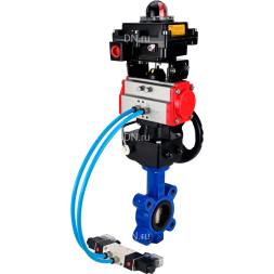 Затвор дисковый поворотный WBV1616E-2W-Fb-H Ду150 Ру16 LUG, корпус - чугун QT450, диск - чугун QT450, уплотнение - EPDM, с пневмоприводом PA-DA-105, пневмораспределителем 4M320-08 AC220V, ручным дублером MON3-700-T38-ISO и БКВ APL-410N EX