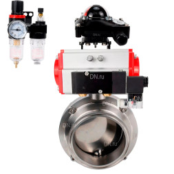 Затвор дисковый поворотный кламповый WBV3131S-2W-C-H Ду65 Ру10 корпус - пищевая нержавеющая сталь 304, уплотнение – Silicon, с пневмоприводом PA-DA-052, пневмораспределителем 4M310-08 DC24V, БКВ APL-210N и БПВ AFC2000