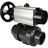 Кран шаровой BV4242E-FP-GRM-ISO Дн100 Ру10 полнопроходной, корпус - НПВХ, шар - НПВХ, уплотнение - EPDM, с пневмоприводом PA-DA-105-1 двойного действия со штурвалом в Барнауле