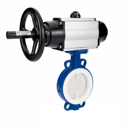 Затвор дисковый поворотный WBV3434Pf-2W-Fb-R Ду150 Ру16, корпус - углеродистая сталь WCB, диск - углеродистая сталь WCB, футерованный PTFE, уплотнение - PTFE, с пневмоприводом PA-DA-105-1 и пневмораспределителем 4M310-08 AC220V
