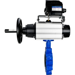 Затвор дисковый поворотный WBV1616E-2W-Fb-H Ду125 Ру16 LUG корпус - чугун QT450, диск - чугун QT450, уплотнение - EPDM, с пневмоприводом PA-DA-105-1 и позиционером YT-1000RSN с обратной связью