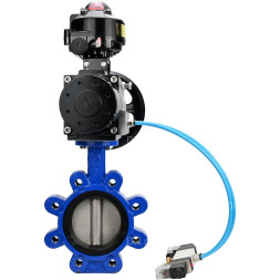 Затвор дисковый поворотный WBV1631E-2W-Fb-H Ду125 Ру16 LUG корпус - чугун QT450, диск - нержавеющая сталь 304, уплотнение - EPDM, с пневмоприводом PA-DA-105-1, пневмораспределителем 4V320-08 AC220V и БКВ APL-510N EX