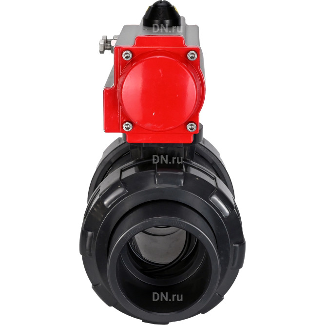 Кран шаровой BV4242E-FP-GRM-ISO Дн20 Ру10 полнопроходной, корпус - НПВХ, шар - НПВХ, уплотнение - EPDM, с пневмоприводом PA-SA-052 с возвратными пружинами в Барнауле