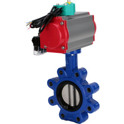 Затвор дисковый поворотный WBV1631N-2W-Fb-H Ду65 Ру16 LUG корпус - чугун QT450, диск - нержавеющая сталь 304, уплотнение - NBR, с пневмоприводом PA-DA-065, пневмораспределителем 4M310-08 AC220V и магнитным переключателем ALS200D