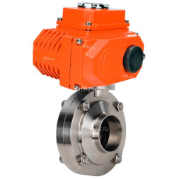 Затвор дисковый поворотный WBV3131E-2W-W-H Ду15 Ру10 под приварку, корпус - пищевая нержавеющая сталь 304, уплотнение - EPDM, с электроприводом QT-N-005EM-O1-380VAC-У1 380В HARK