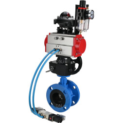 Затвор дисковый поворотный WBV1313E-2W-F-H Ду50 Ру16 фланцевый, корпус - чугун GGG40, диск - чугун GGG40, EPDM, с пневмоприводом PA-DA-105, пневмораспределителем 4V320-08 AC220V, БКВ APL-210N, ручным дублером MON1-250-T26-ISO и БПВ AFC2000