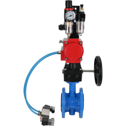 Затвор дисковый поворотный WBV1313E-2W-F-H Ду50 Ру16 фланцевый, корпус - чугун GGG40, диск - чугун GGG40, EPDM, с пневмоприводом PA-DA-105, пневмораспределителем 4V320-08 AC220V, БКВ APL-210N, ручным дублером MON1-250-T26-ISO и БПВ AFC2000