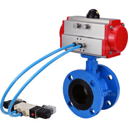 Затвор дисковый поворотный WBV1313E-2W-F-H Ду200 Ру16 фланцевый, корпус - чугун GGG40, диск - чугун GGG40, уплотнение - EPDM, с пневмоприводом PA-DA-140 и пневмораспределителем 4V320-10 AC220V