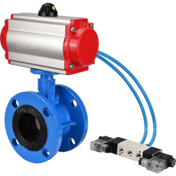 Затвор дисковый поворотный WBV1313E-2W-F-H Ду200 Ру16 фланцевый, корпус - чугун GGG40, диск - чугун GGG40, уплотнение - EPDM, с пневмоприводом PA-DA-140 и пневмораспределителем 4V320-10 AC220V