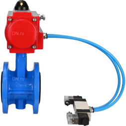 Затвор дисковый поворотный WBV1313E-2W-F-H Ду200 Ру16 фланцевый, корпус - чугун GGG40, диск - чугун GGG40, уплотнение - EPDM, с пневмоприводом PA-DA-140 и пневмораспределителем 4V320-10 AC220V