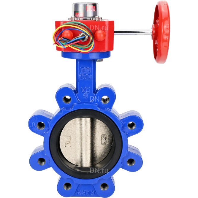 Затвор дисковый поворотный WBV1616N-2W-Fb-H Ду100 Ру16 LUG межфланцевый, корпус - чугун QT450, диск - чугун QT450, уплотнение - NBR, с редуктором HGBF RQN1-180Z в Барнауле