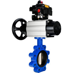 Затвор дисковый поворотный WBV1616N-2W-Fb-H Ду125 Ру16 LUG корпус - чугун QT450, диск - чугун QT450, уплотнение - NBR, с пневмоприводом PA-DA-105-1 и БКВ APL-410N EX