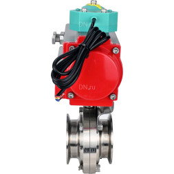 Затвор дисковый поворотный кламповый WBV3131E-2W-C-H Ду32 Ру10 корпус - пищевая нержавеющая сталь 304, уплотнение - EPDM, с пневмоприводом PA-DA-052 и магнитным переключателем ALS200D
