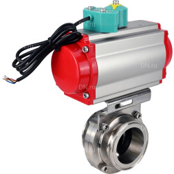 Затвор дисковый поворотный кламповый WBV3131E-2W-C-H Ду32 Ру10 корпус - пищевая нержавеющая сталь 304, уплотнение - EPDM, с пневмоприводом PA-DA-052 и магнитным переключателем ALS200D