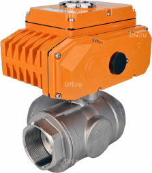 Кран шаровой BV3232P(4pc)-SP-3WT-T-ISO-H Ду32 Ру63 стандартнопроходной T-тип, трехходовой, нержавеющая сталь, внутренняя резьба, уплотнение - PTFE, с эл. приводом E34-N-005EM-O1-220VAC-У1