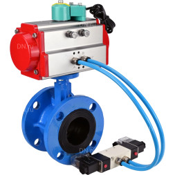 Затвор дисковый поворотный WBV1313E-2W-F-H Ду50 Ру16 фланцевый, корпус - чугун GGG40, диск - чугун GGG40, уплотнение - EPDM, с пневмоприводом PA-DA-105, пневмораспределителем 4V320-10 AC220V и магнитным переключателем ALS200D