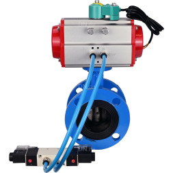 Затвор дисковый поворотный WBV1313E-2W-F-H Ду50 Ру16 фланцевый, корпус - чугун GGG40, диск - чугун GGG40, уплотнение - EPDM, с пневмоприводом PA-DA-105, пневмораспределителем 4V320-10 AC220V и магнитным переключателем ALS200D